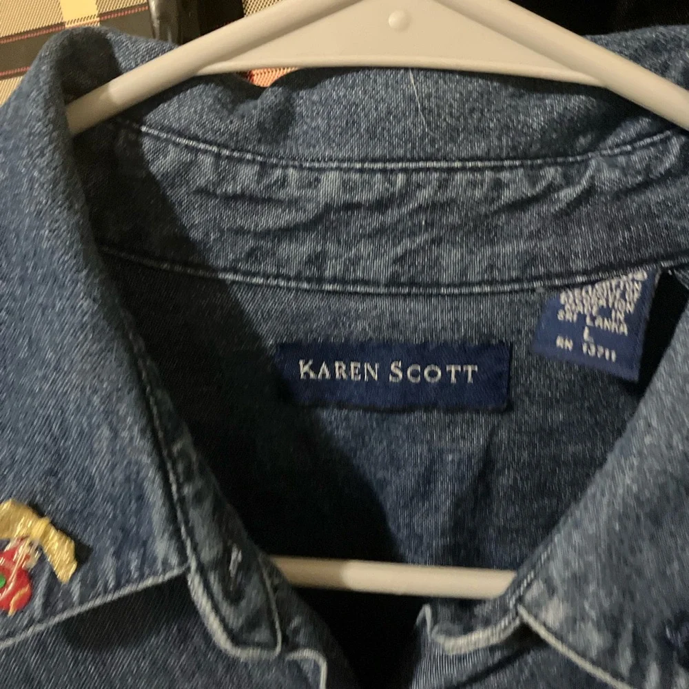 Karen Scott Blue Denim Shirt with Embroidery - Picture 3 of 4